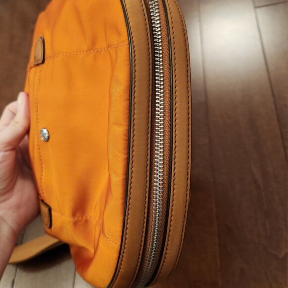Lauren Ralph Lauren LXVII orange nylon leather shoulder crossbody bag - Picture 5 of 12
